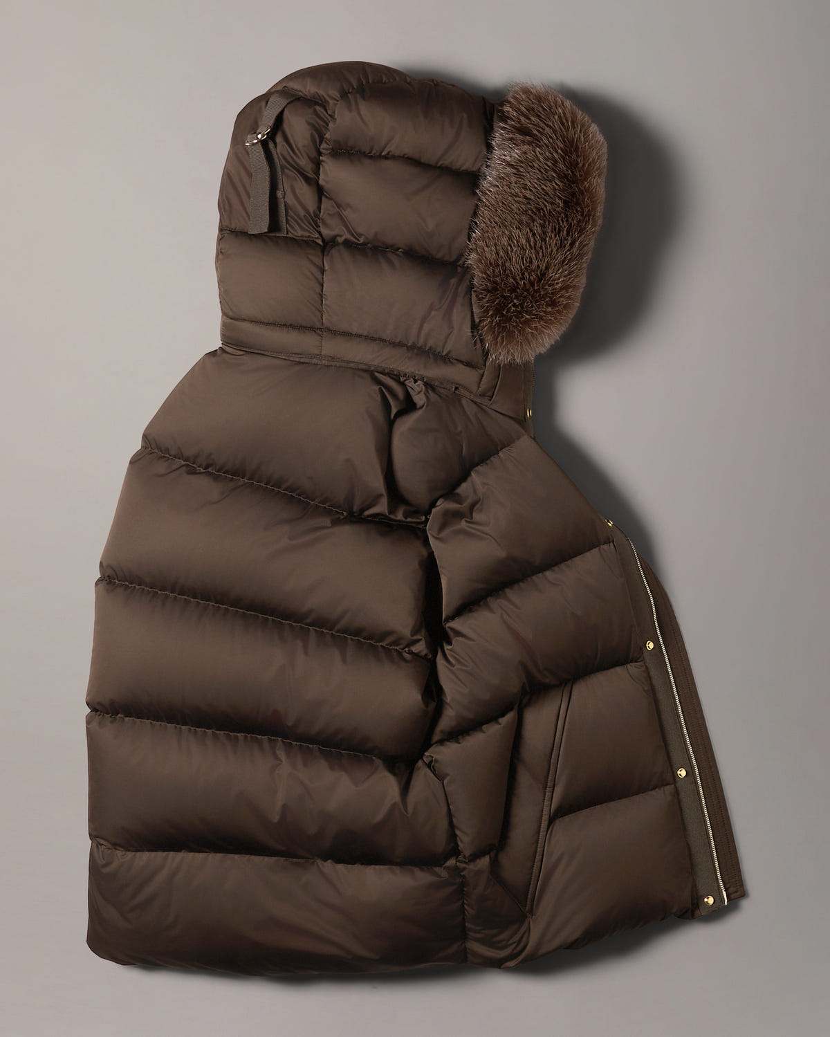 NORTHBOUND FOX FUR & DOWN VEST-ESPRESSO