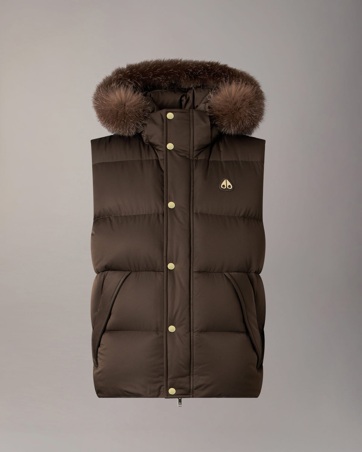 NORTHBOUND FOX FUR & DOWN VEST-ESPRESSO