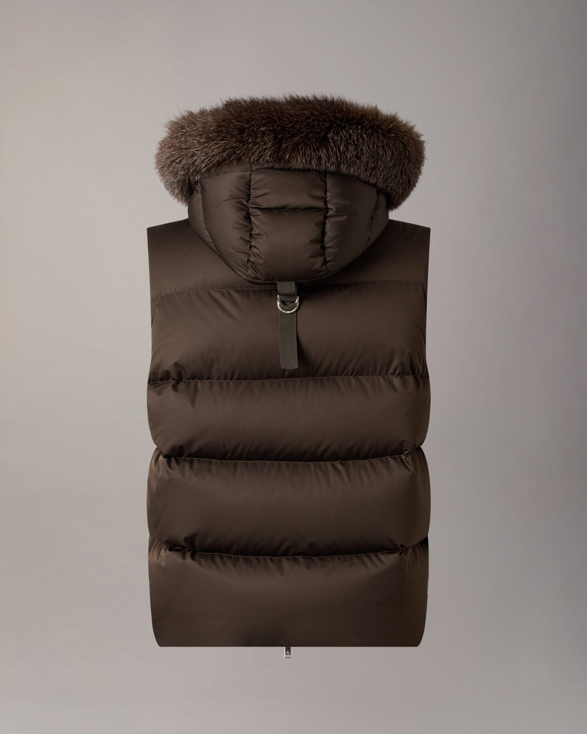 NORTHBOUND FOX FUR & DOWN VEST-ESPRESSO