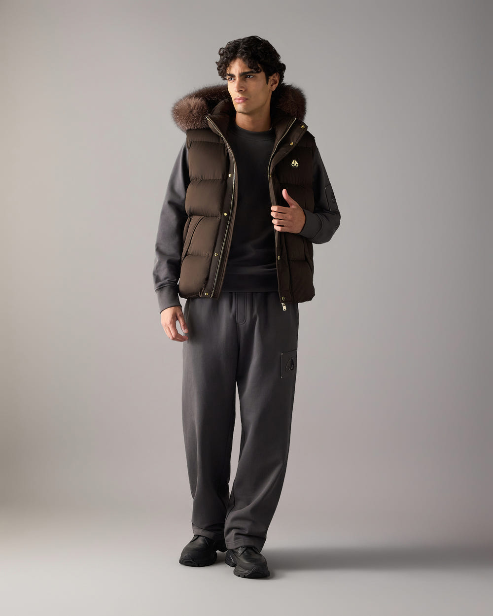 NORTHBOUND FOX FUR & DOWN VEST-ESPRESSO