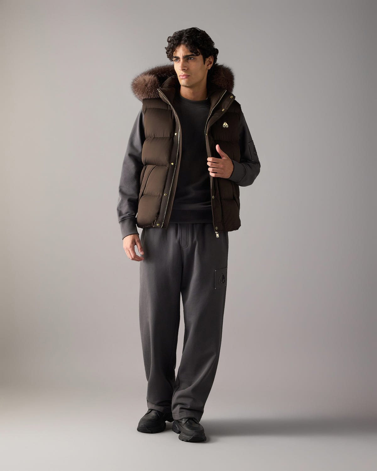 NORTHBOUND FOX FUR & DOWN VEST-ESPRESSO