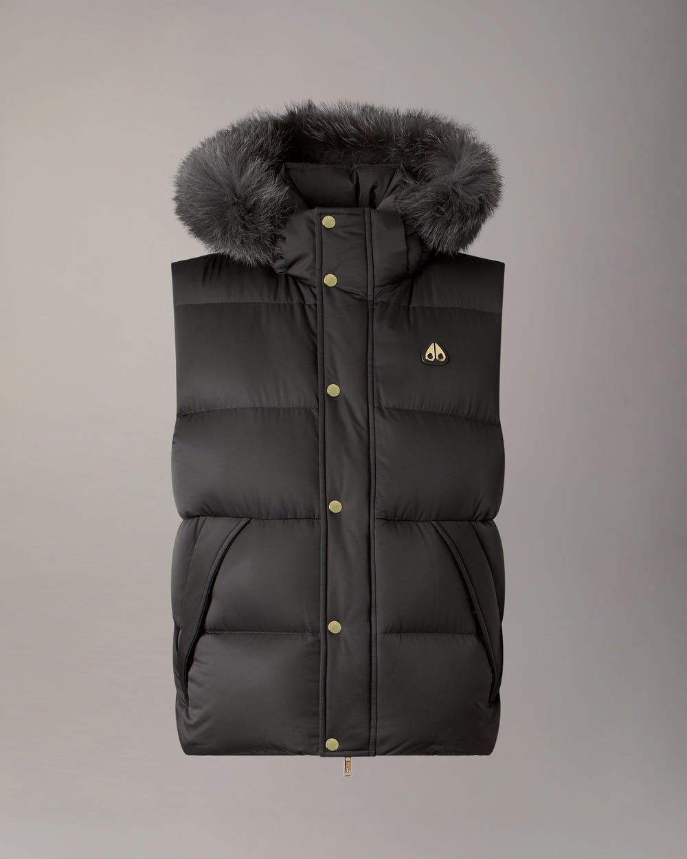 NORTHBOUND FOX FUR & DOWN VEST-BLACK