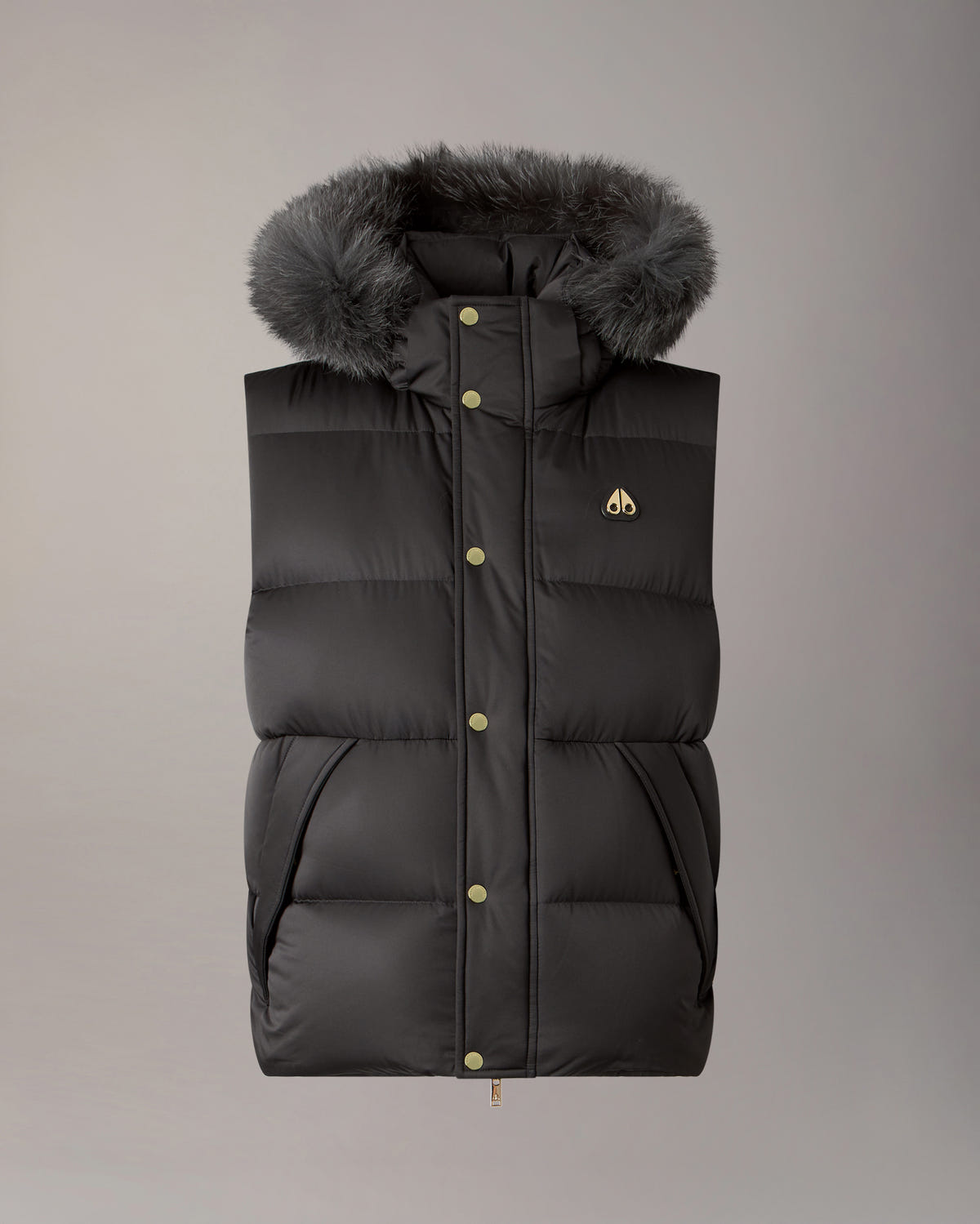 NORTHBOUND FOX FUR & DOWN VEST-BLACK