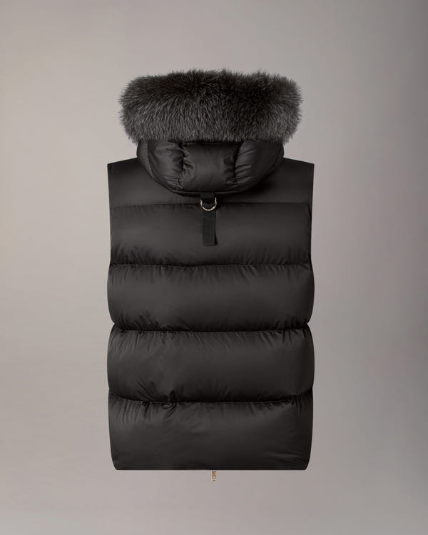 NORTHBOUND FOX FUR & DOWN VEST-BLACK