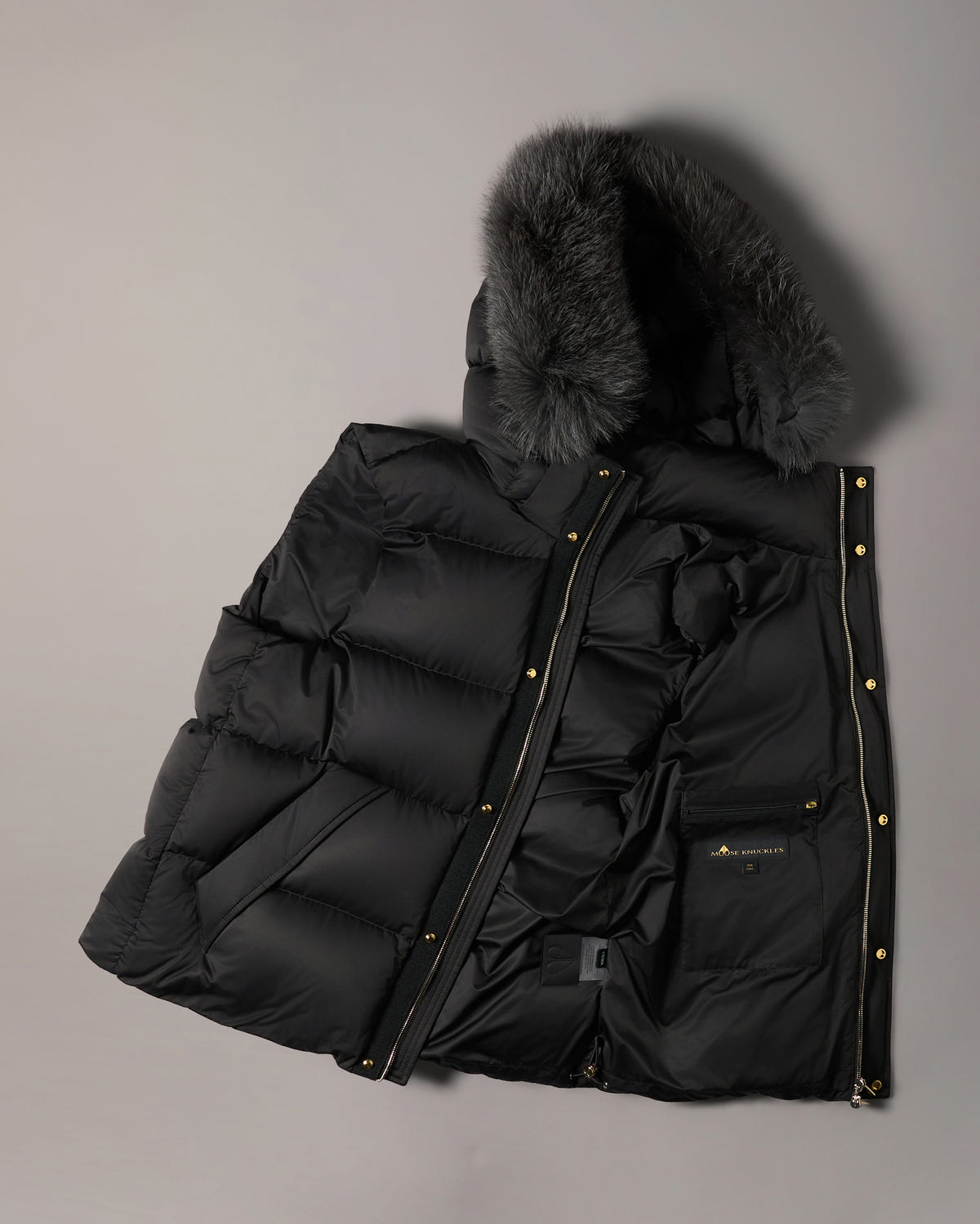 NORTHBOUND FOX FUR & DOWN VEST-BLACK