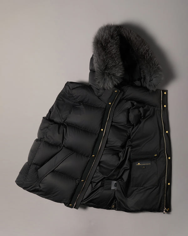 NORTHBOUND FOX FUR & DOWN VEST-BLACK