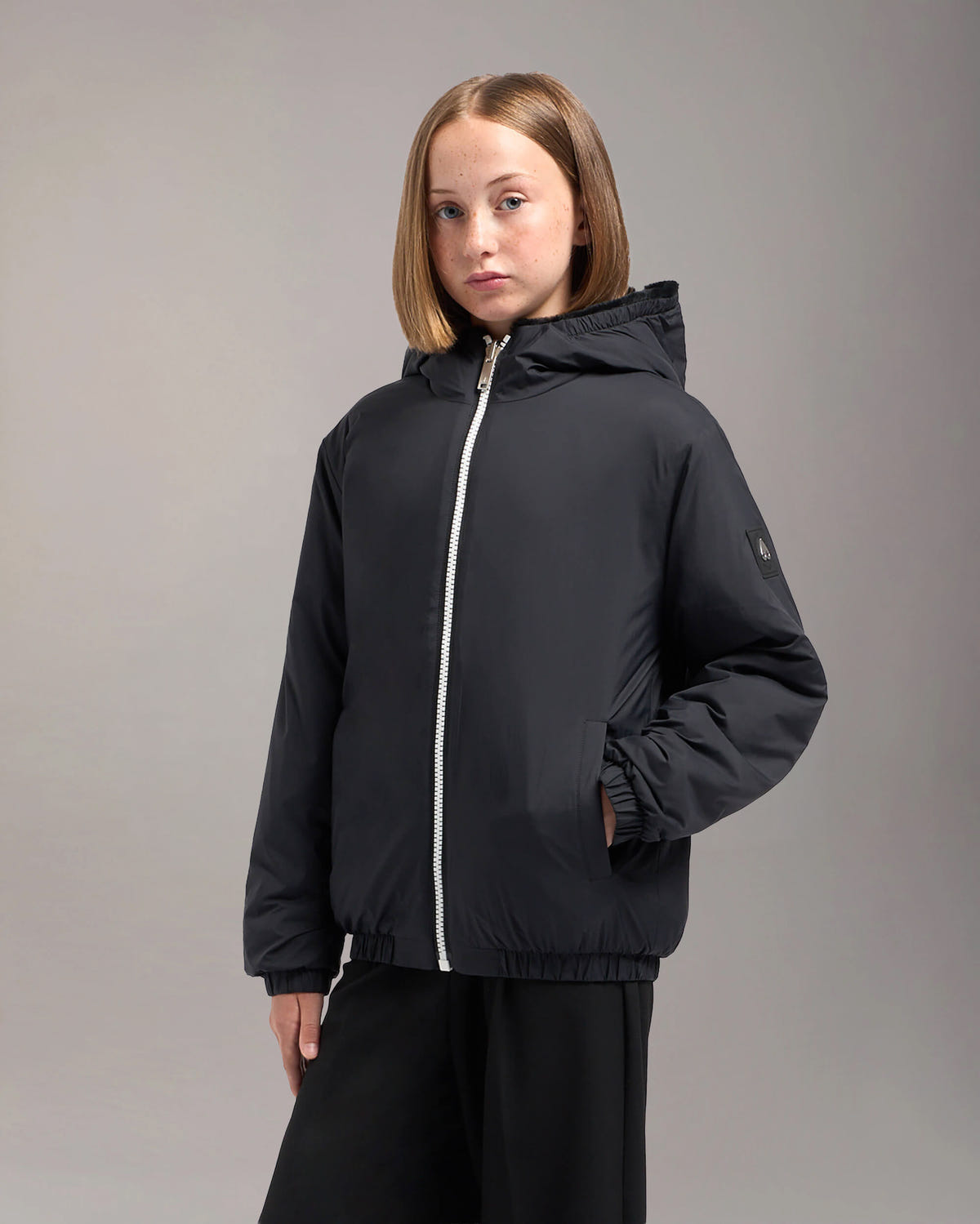 Moose Knuckles - M13US624 - Kids Simcoe Bunny Reversible Jacket - KIDS - Black / Shiny Black - Detail4