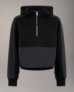Moose Knuckles - M14LS635 - Mixed Media Hoodie - WOMENS - Black - GM