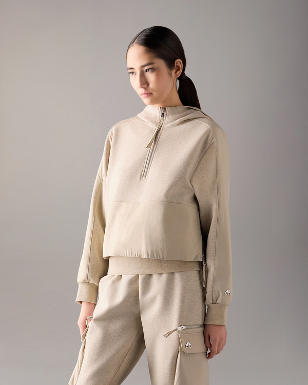 Moose Knuckles - M14LS635H - Mixed Media Neoprene Hoodie - WOMENS -  - Front