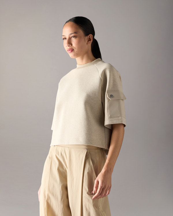 Moose Knuckles - M14LT741H - Mixed Media Neoprene T-Shirt - WOMENS -  - Front