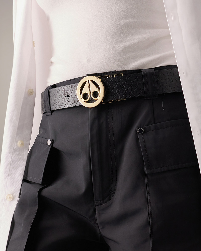 Moose Knuckles - M14MA529G - Circular Gold Logo Icon Belt - ACCESSORIES - Gold - Front Category