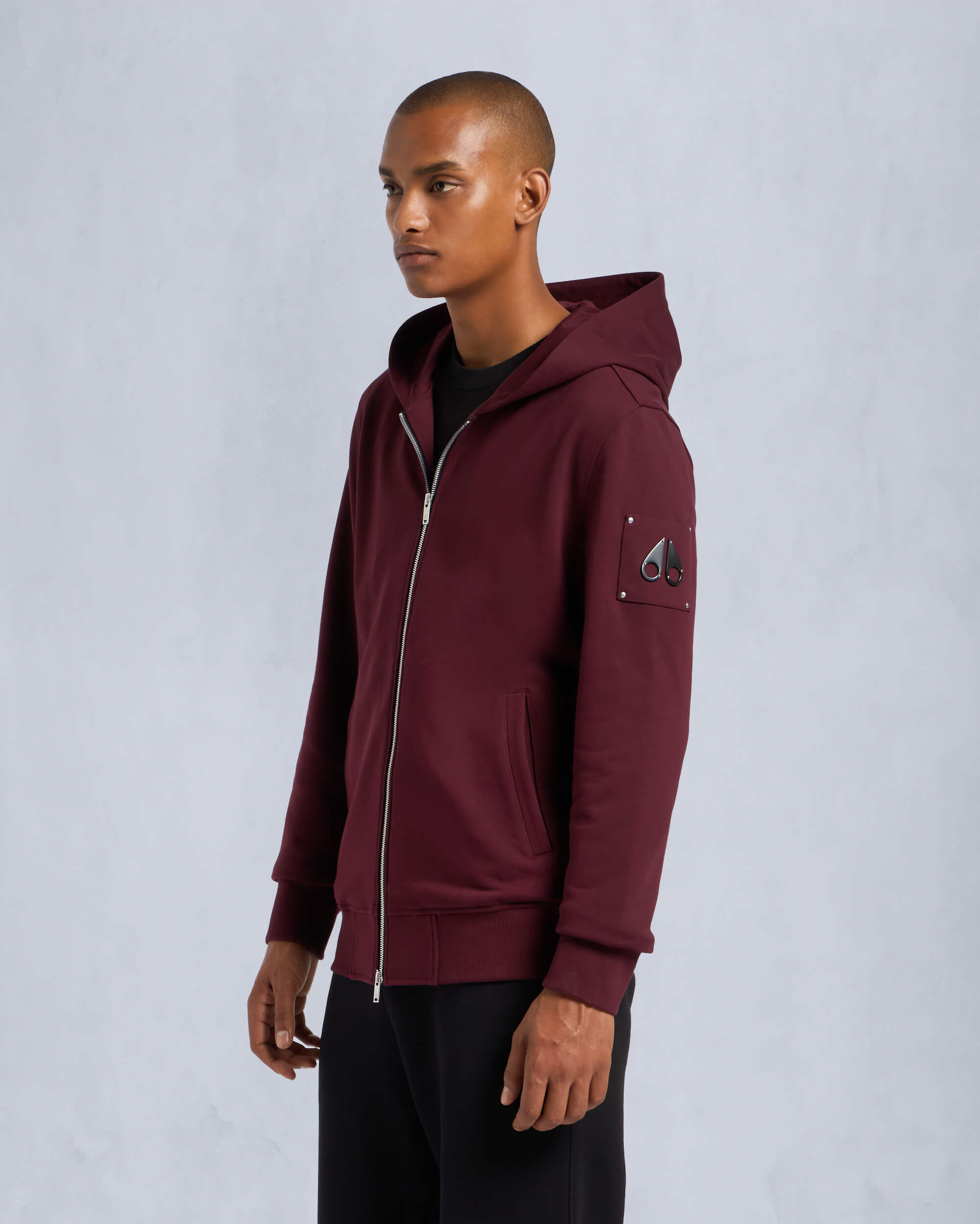 Moose Knuckles - M14MS609 - Hartsfield Zip-Up Hoodie - MENS - Beet - Front