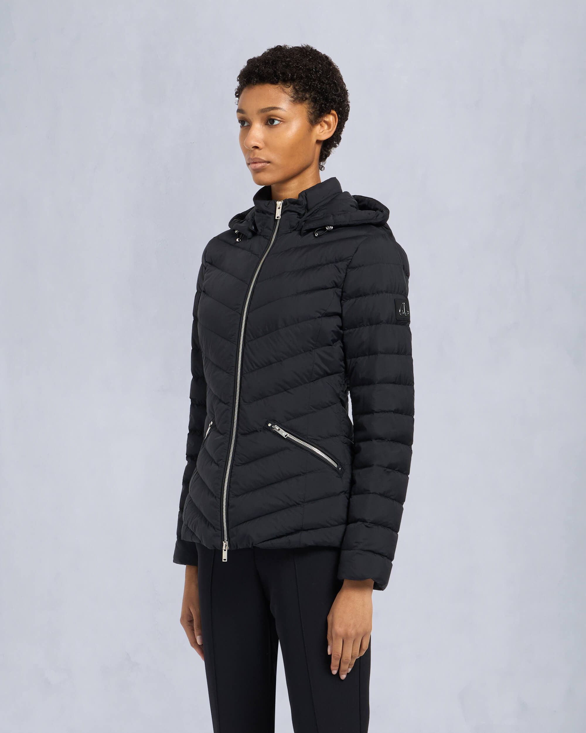 Moose Knuckles Womens Lucille Air Down Jacket Black M15LJ133 Front