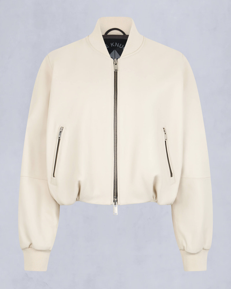 Moose Knuckles Womens Cardin Leather Bomber Jacket Bone M15LL307 - GM