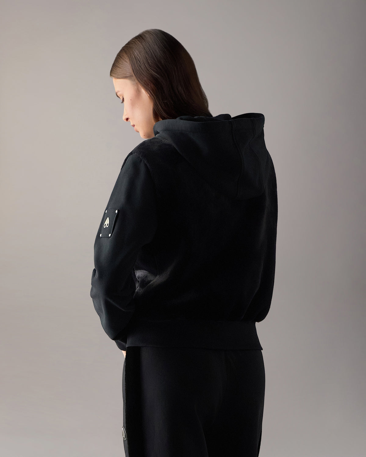 Moose Knuckles - M15LS610 - Roslyn Bunny Hoodie - WOMENS - Black - Back
