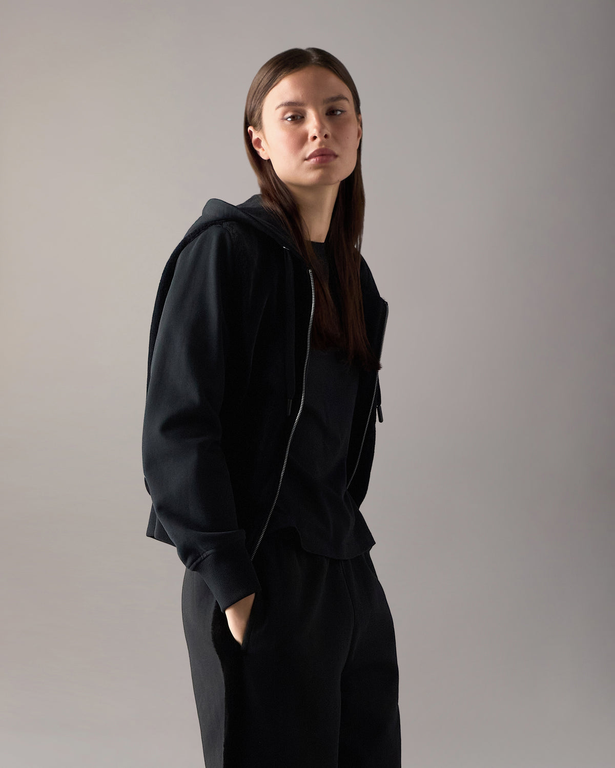 Moose Knuckles - M15LS610 - Roslyn Bunny Hoodie - WOMENS - Black - Front Category