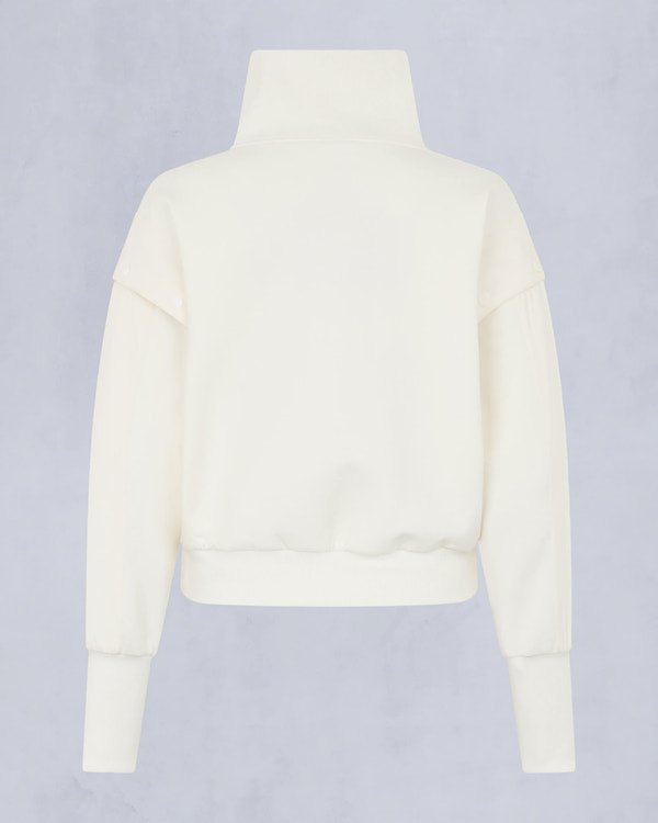 Moose Knuckles - M15LS636 - MixMedia Quarter-Zip Sweater - WOMENS - Plaster - Detail2