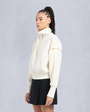 Moose Knuckles - M15LS636 - MixMedia Quarter-Zip Sweater - WOMENS - Plaster - Front