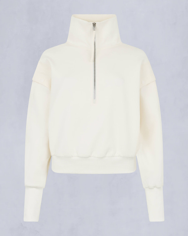 Moose Knuckles - M15LS636 - MixMedia Quarter-Zip Sweater - WOMENS - Plaster - GM