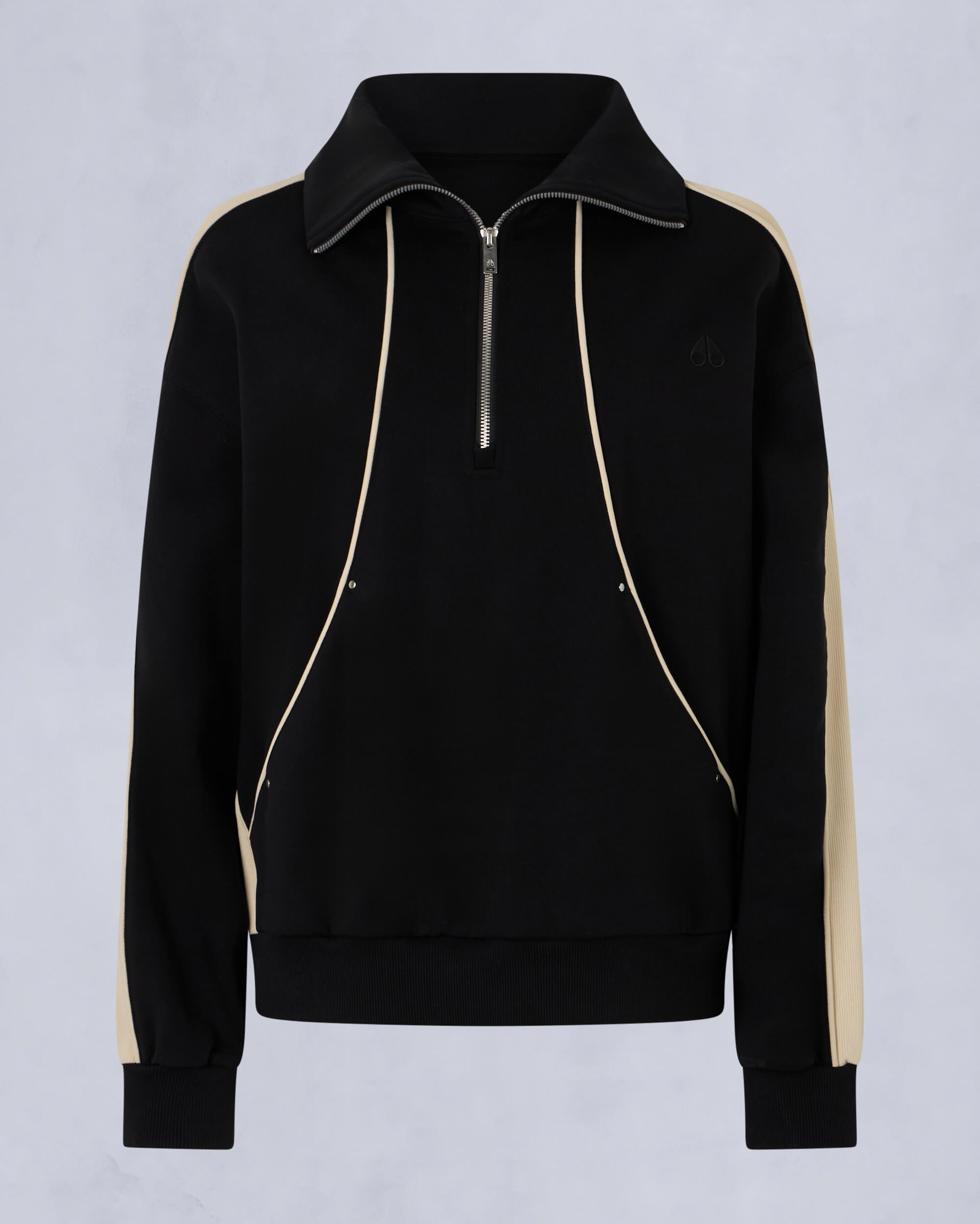 Moose Knuckles Womens Fairmont Quarter-Zip Sweater BLACK/BONE M15LS644 - GM