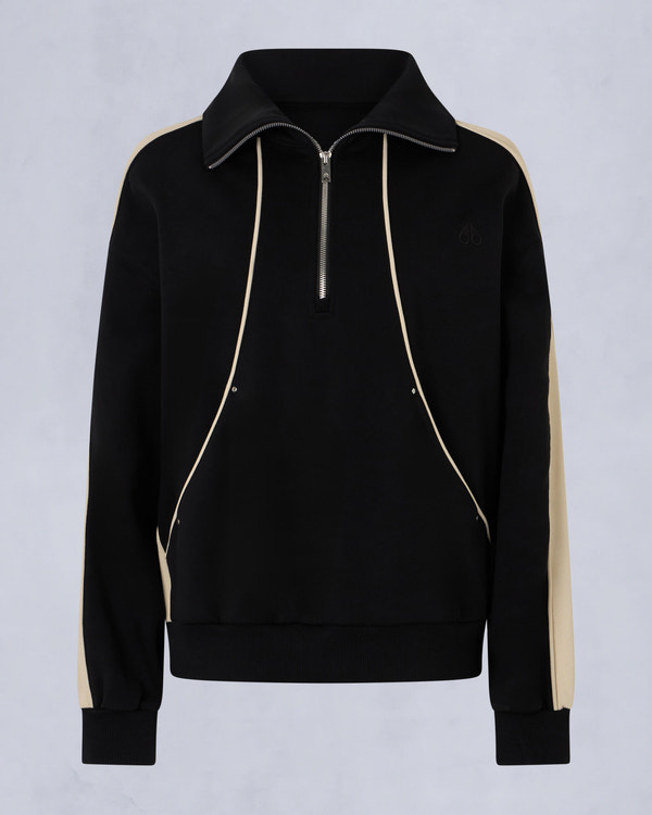 Moose Knuckles Womens Fairmont Quarter-Zip Sweater BLACK/BONE M15LS644 - GM