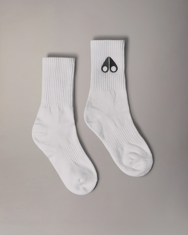 Moose Knuckles - M15MA505 - Logo Icon Socks - ACCESSORIES - WHITE W/BLK LOGO - Front