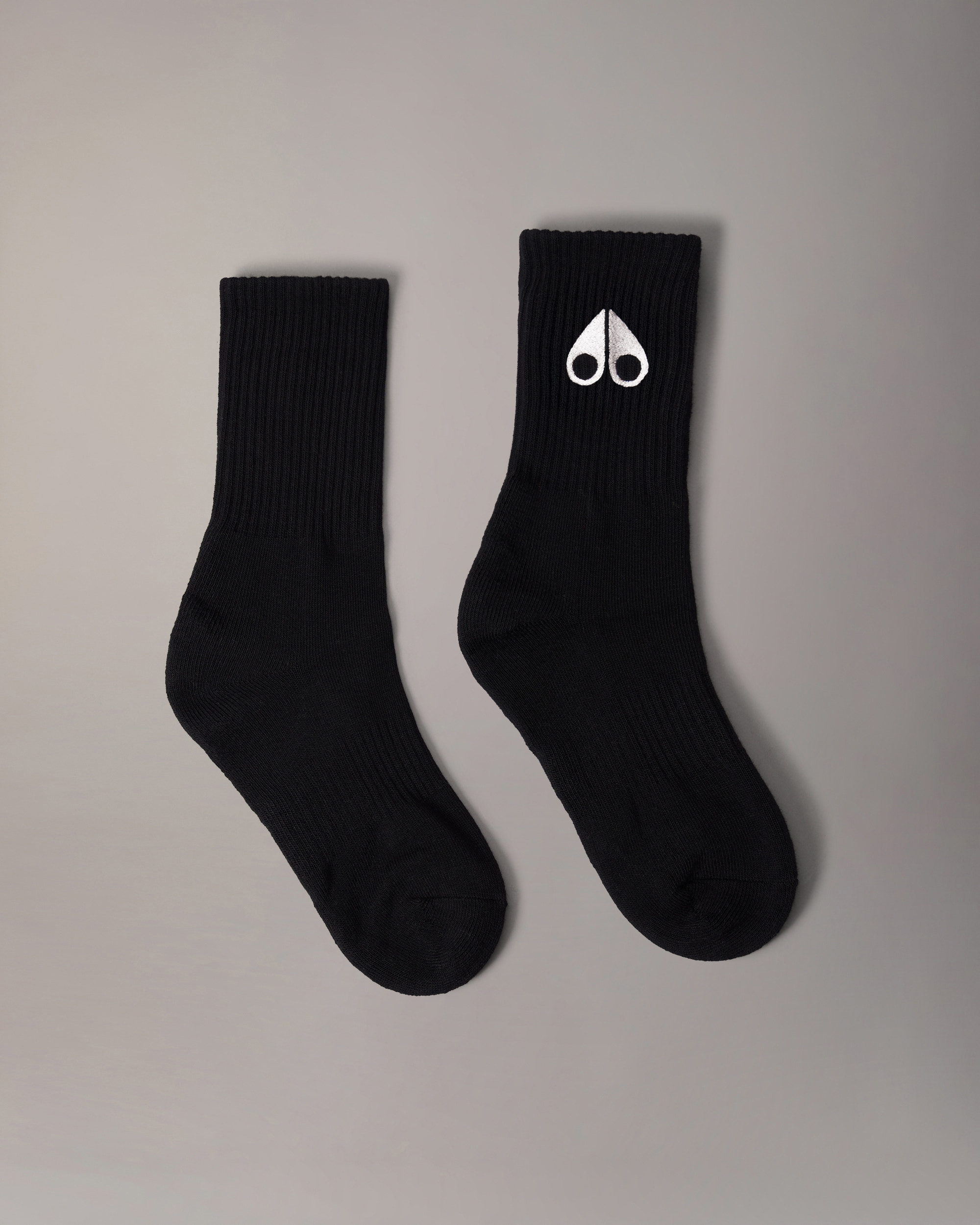 Moose Knuckles - M15MA505 - Logo Icon Socks - ACCESSORIES - BLACK W/ WHITE LOGO - Front