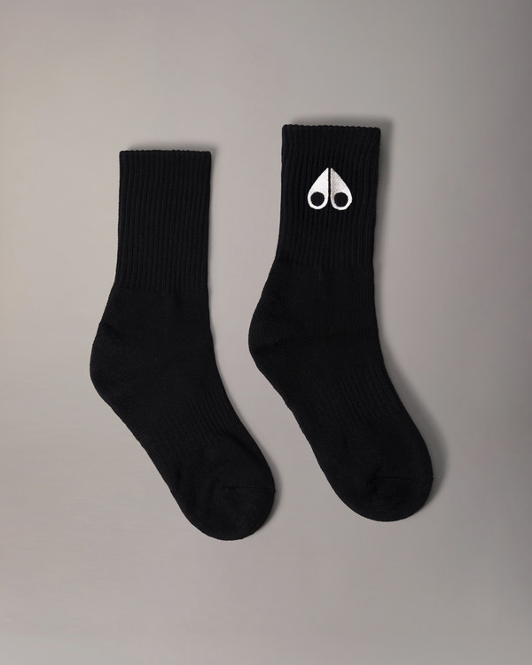 Moose Knuckles - M15MA505 - Logo Icon Socks - ACCESSORIES - BLACK W/ WHITE LOGO - Front