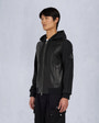 Moose Knuckles Mens Rufus MixMedia Leather Jacket Black / Shiny Black M15MB007 Front