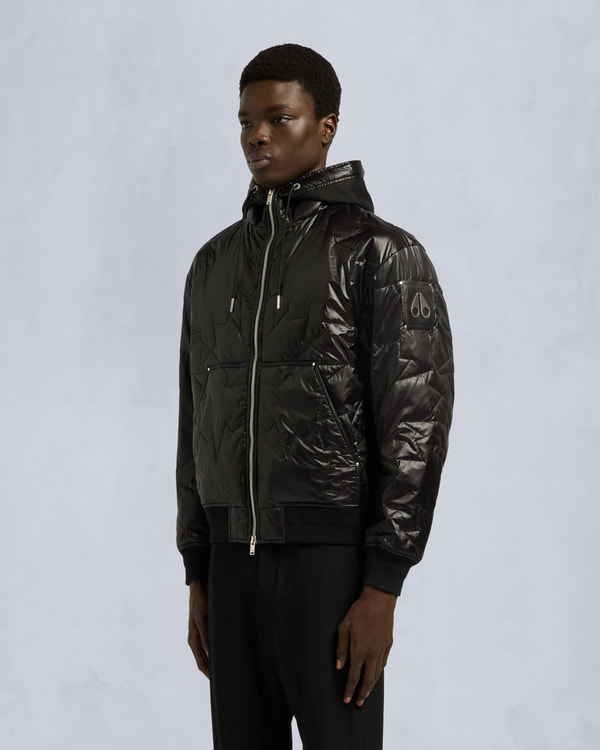 Moose Knuckles Mens Leaf Quilt Bomber Jacket Black M15MB050 Front
