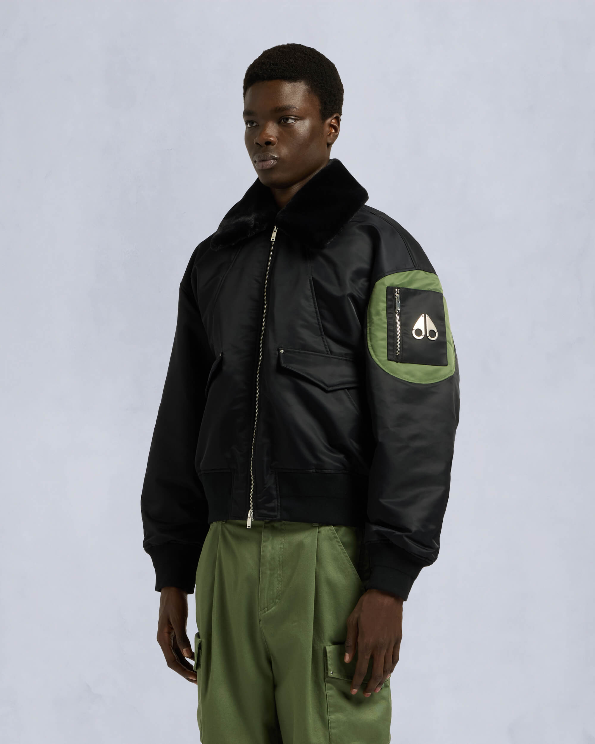Moose Knuckles Mens Ludo Bomber Jacket Black M15MB051 Front