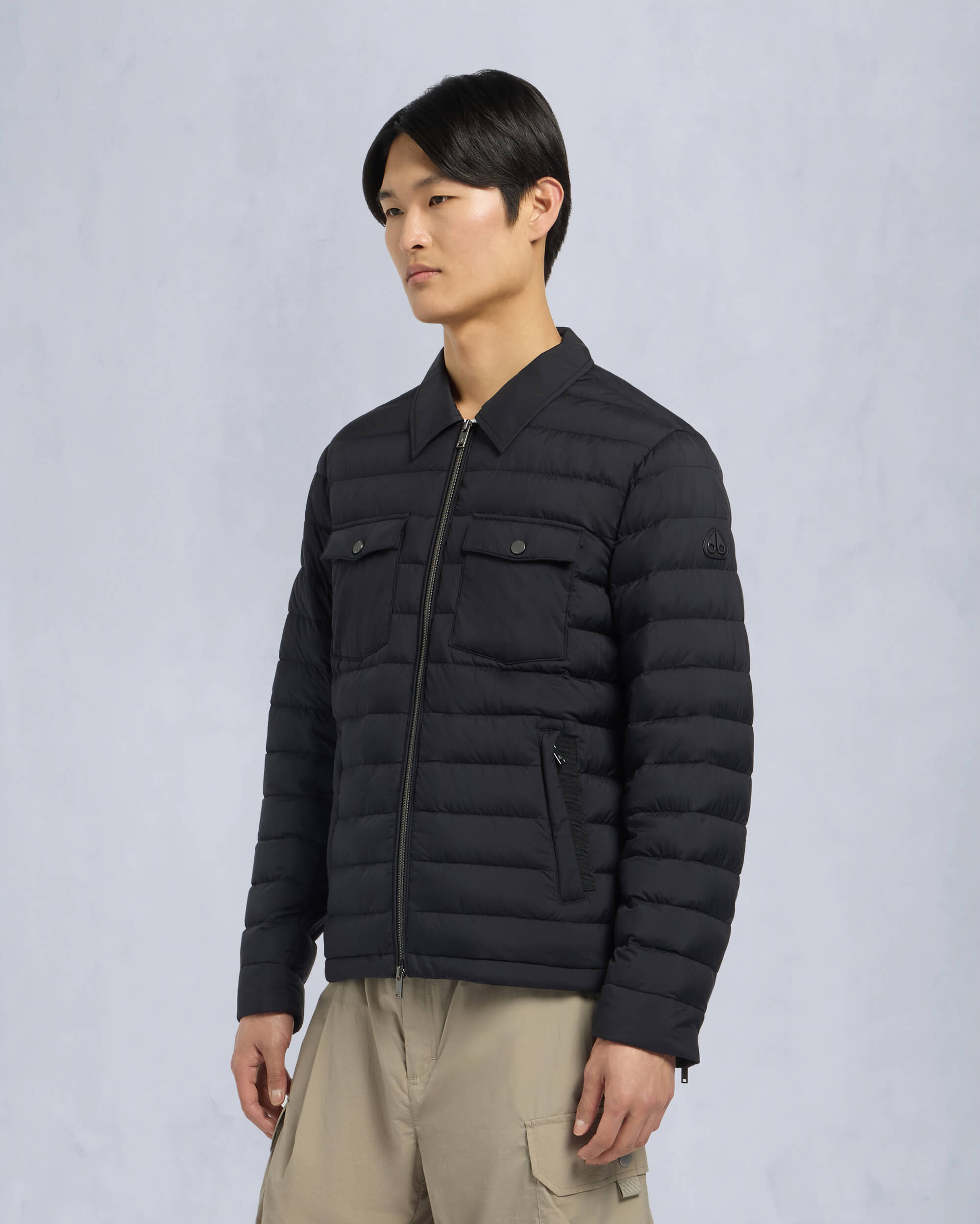 Moose Knuckles Mens Ashton Air Down Shirt Jacket Black M15MJ150 Front