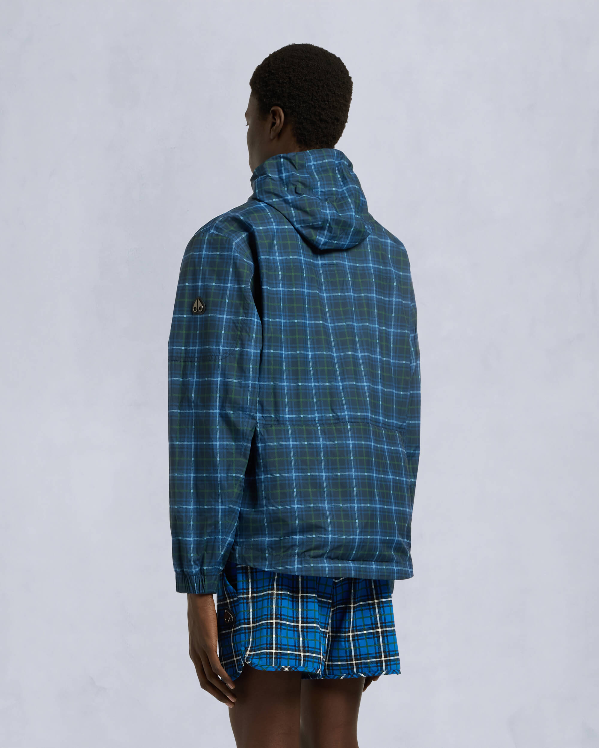 Moose Knuckles Mens Montagne Windbreaker NAVY PLAID M15MJ163 Back