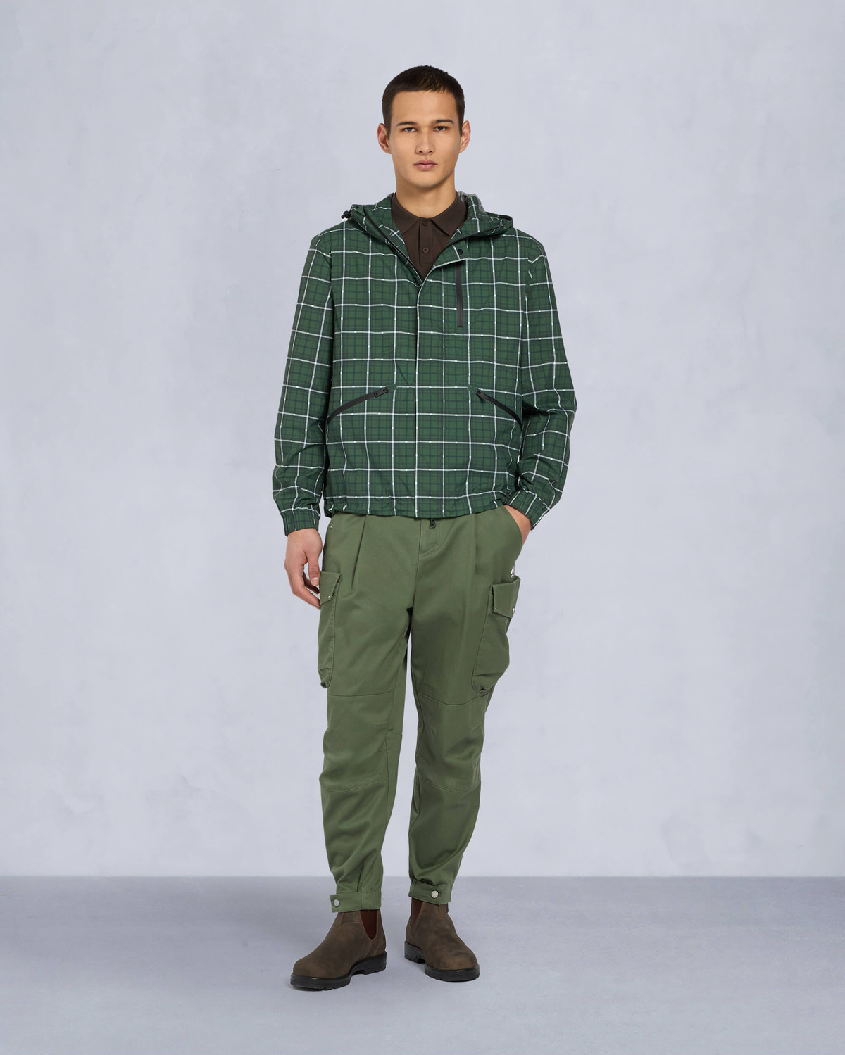 Moose Knuckles Mens Montagne Windbreaker GREEN PLAID M15MJ163 Front Category