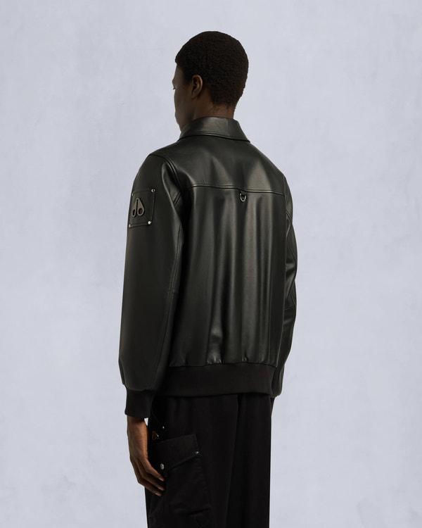 Moose Knuckles Mens Oxley Leather Bomber Jacket Black M15ML305 Back