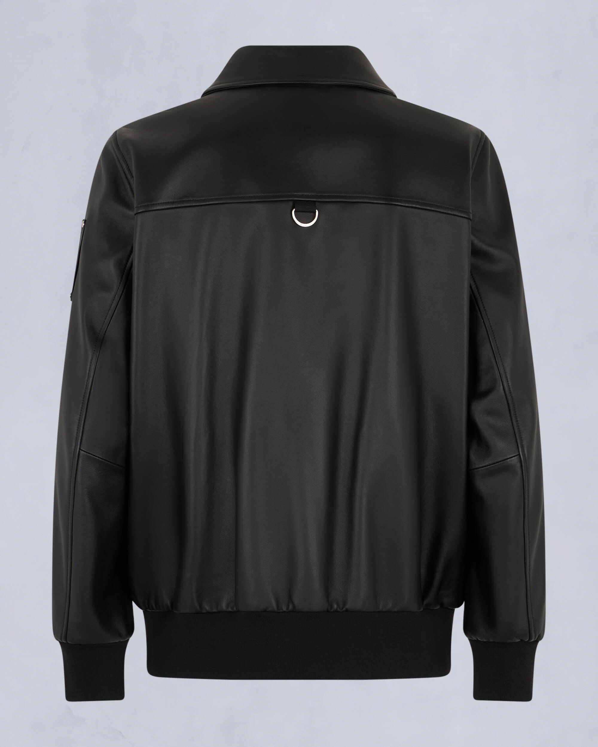 Moose Knuckles Mens Oxley Leather Bomber Jacket Black M15ML305 Detail2