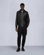 Moose Knuckles Mens Oxley Leather Bomber Jacket Black M15ML305 Detail3