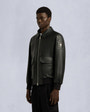 Moose Knuckles Mens Oxley Leather Bomber Jacket Black M15ML305 Front