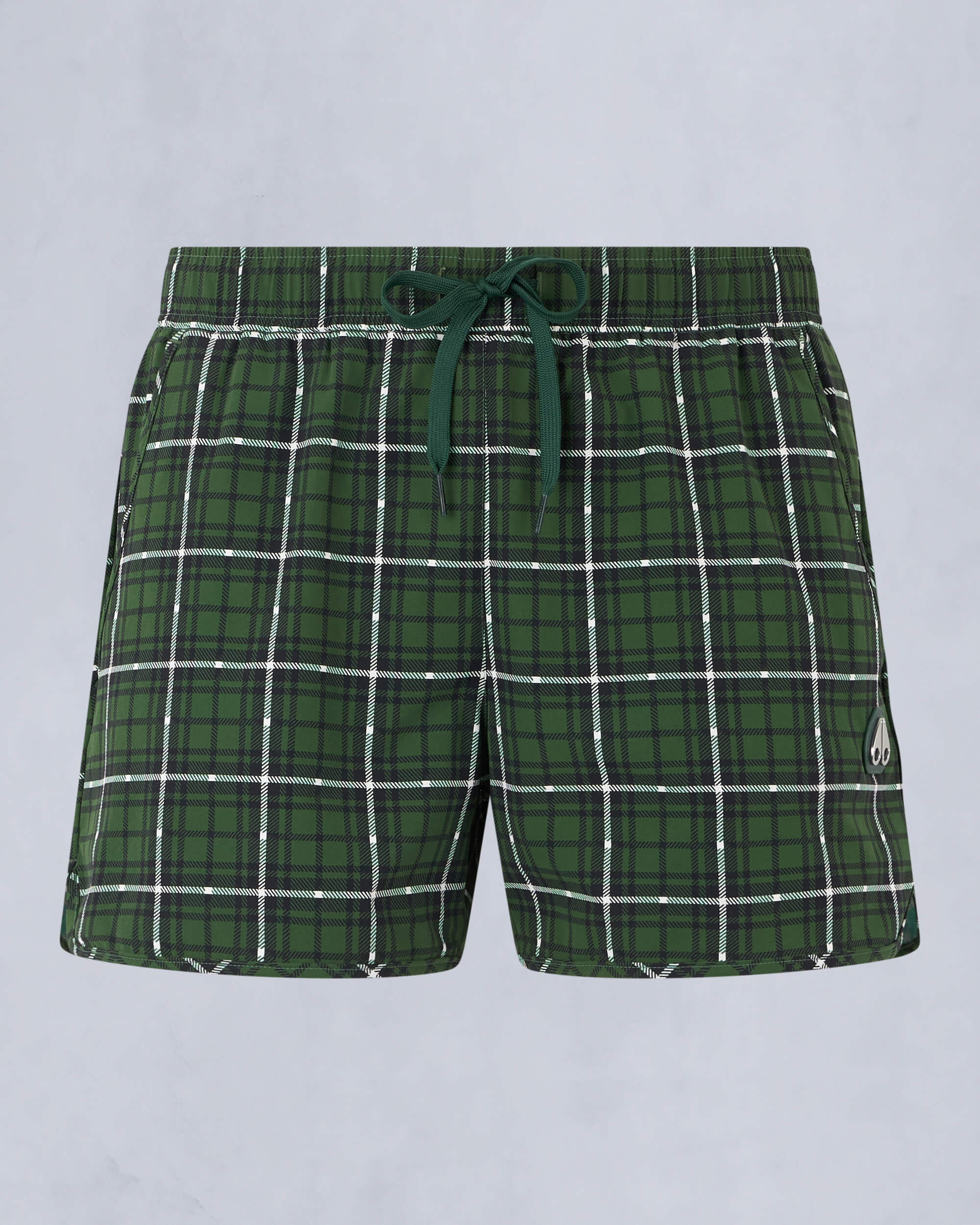 Moose Knuckles Mens CND Plaid Swim Shorts GREEN PLAID M15MR774 - GM