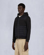 Moose Knuckles Mens Garnier Air Down Hybrid Hoodie Black / Shiny Black M15MS605 Front
