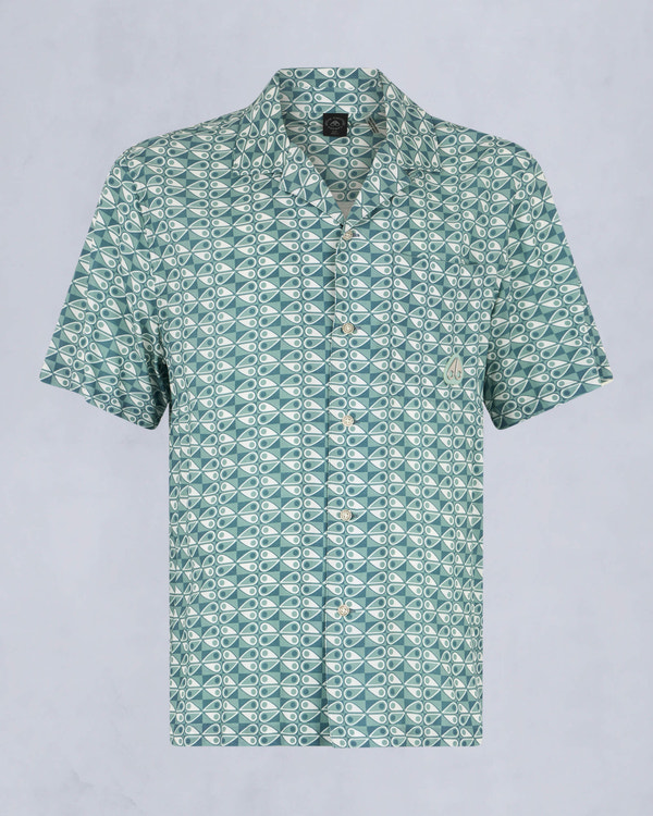 Moose Knuckles Mens The Bay Short Sleeve Shirt TIDE COMBO M15MT709H - GM