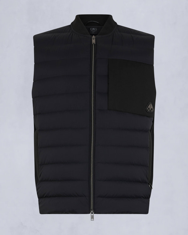Moose Knuckles Mens Anderson Air Down Hybrid Vest Black / Shiny Black M15MV457 - GM