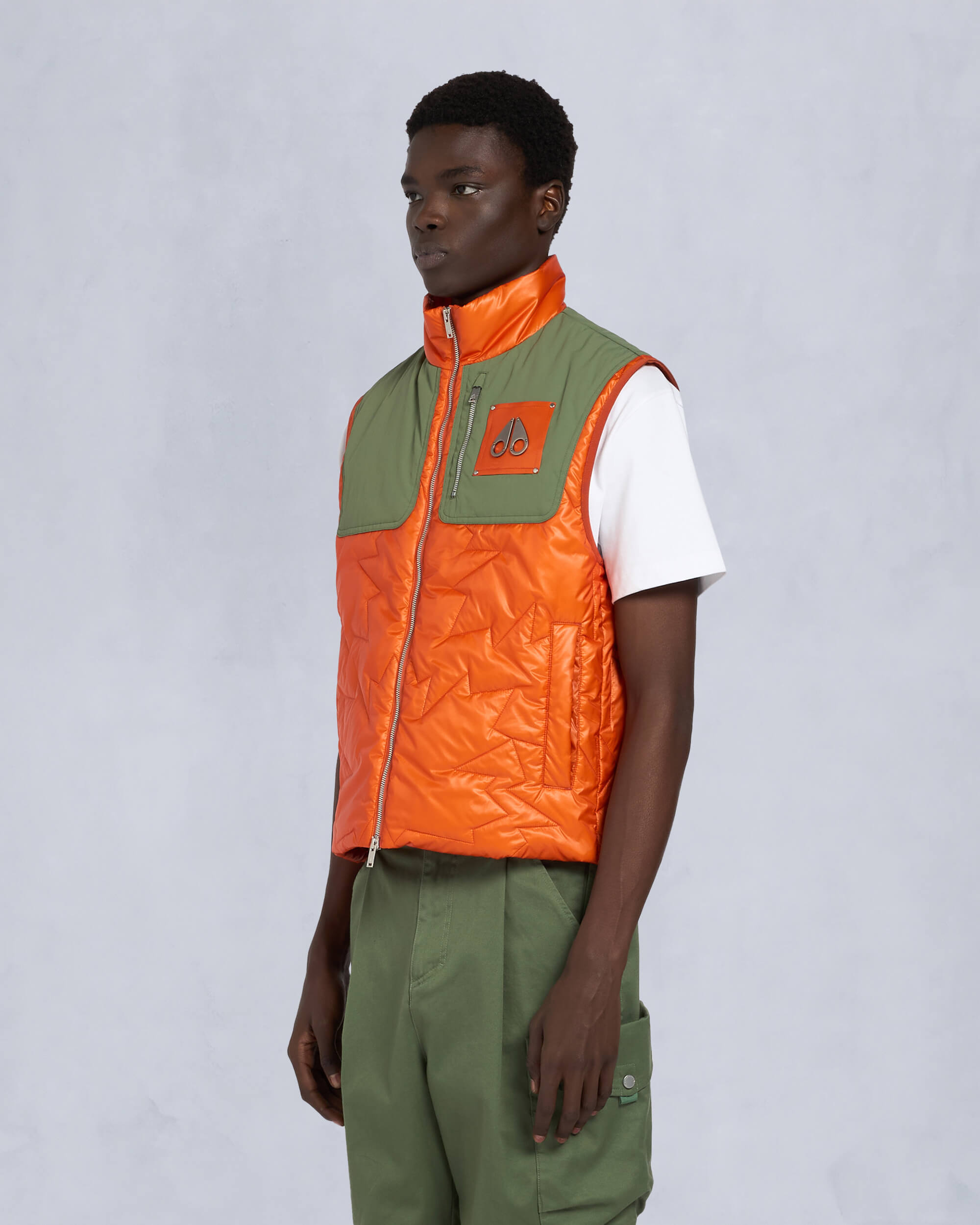 Moose Knuckles Mens Leaf Quilt Icon Vest KELP/ALERT M15MV464 Front