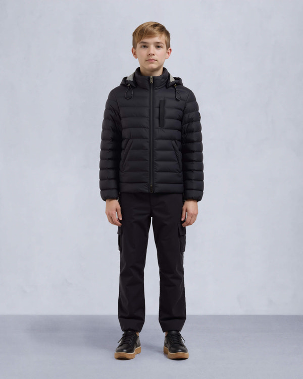 Moose Knuckles Kids Kids Unisex Gregoire Air Down Jacket Black M15UJ183 Front Category