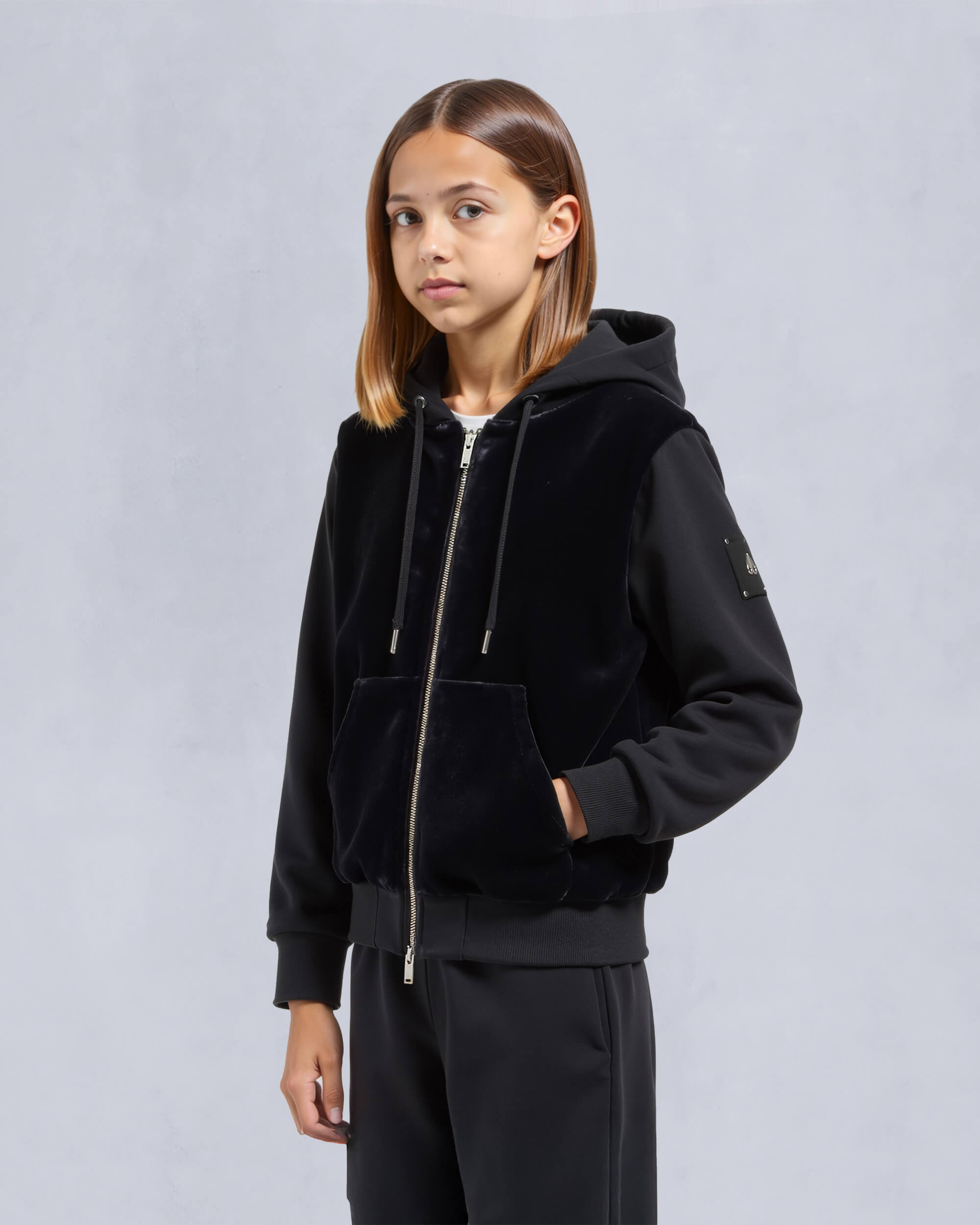 Moose Knuckles Kids Kids Unisex Rosylyn Bunny Hoodie Black M15US647 Front