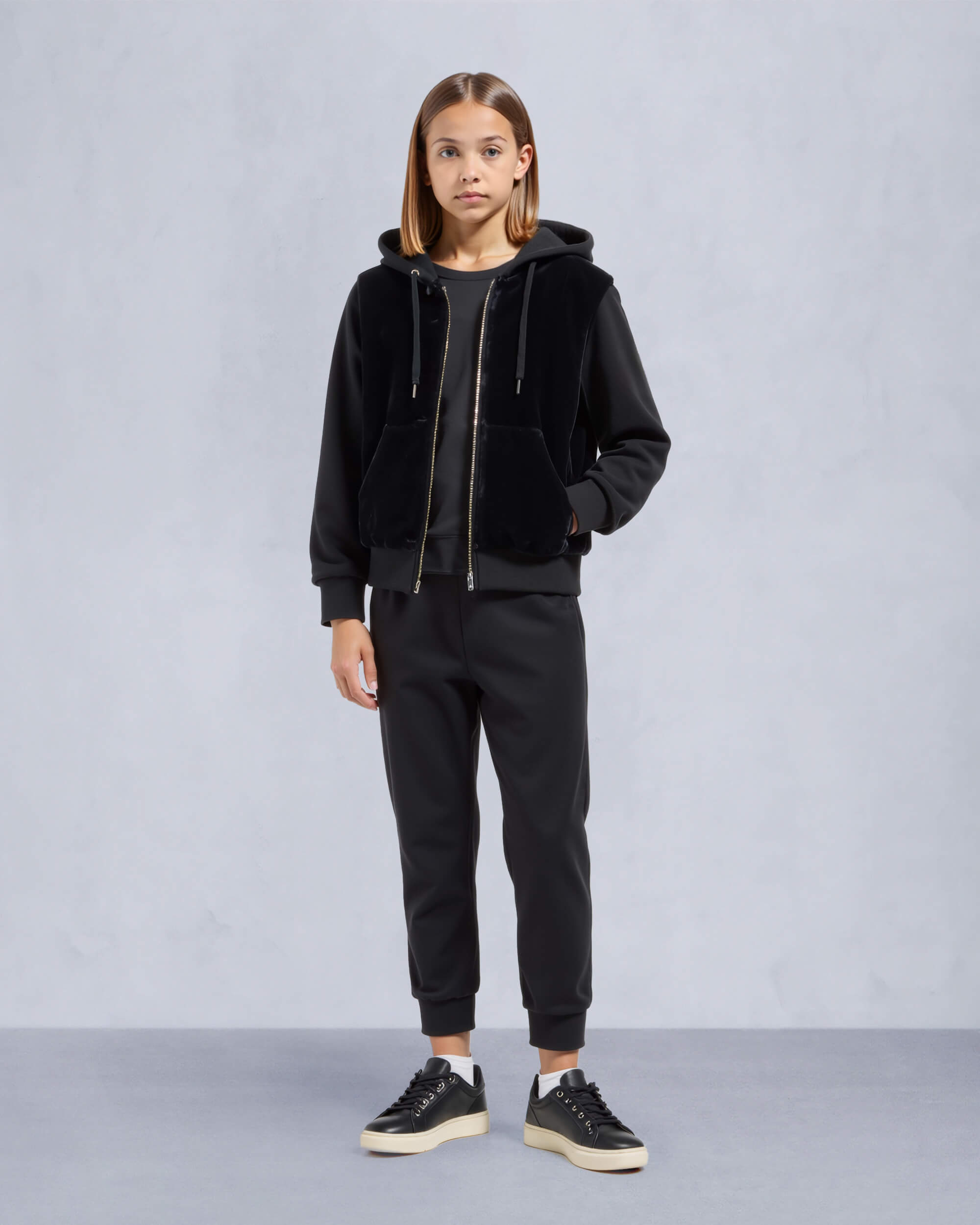 Moose Knuckles Kids Kids Unisex Rosylyn Bunny Hoodie Black M15US647 Front Category