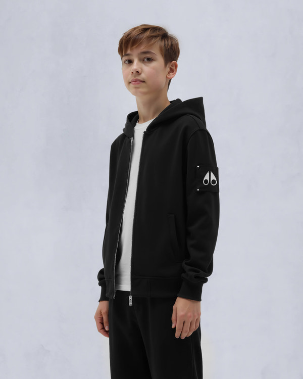 Moose Knuckles Kids Kids Unisex Hartsfield Zip Hoodie Black M15US708 Front