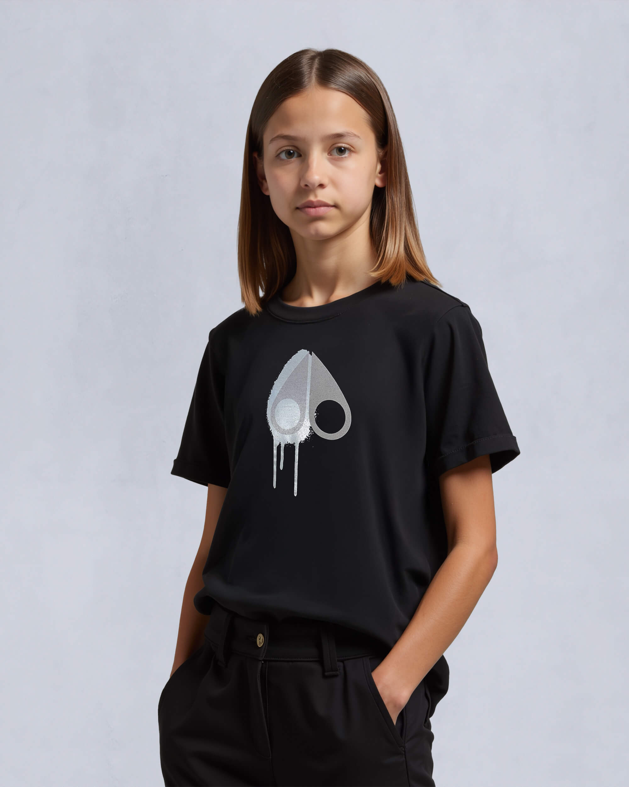 Moose Knuckles Kids Kids Unisex Augustine T-Shirt BLK W/DUSK M15UT781 Front