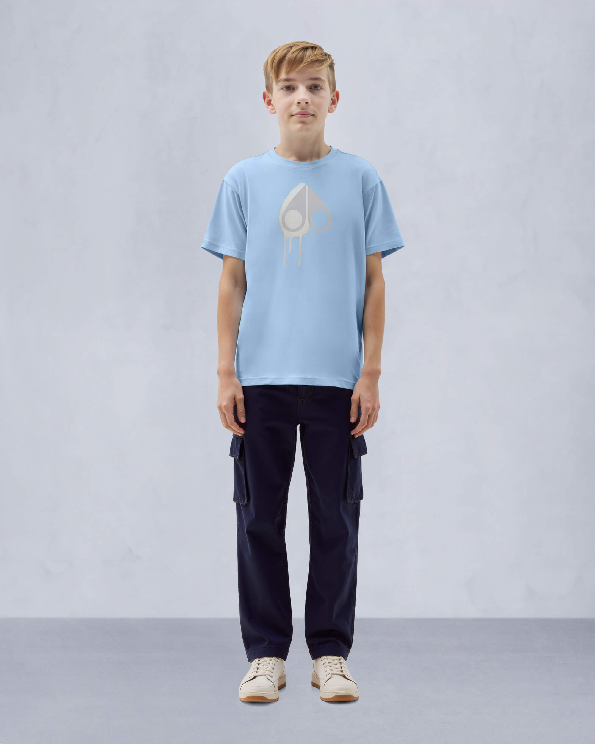 Moose Knuckles Kids Kids Unisex Augustine T-Shirt SEA W/NAVY M15UT781 Detail3