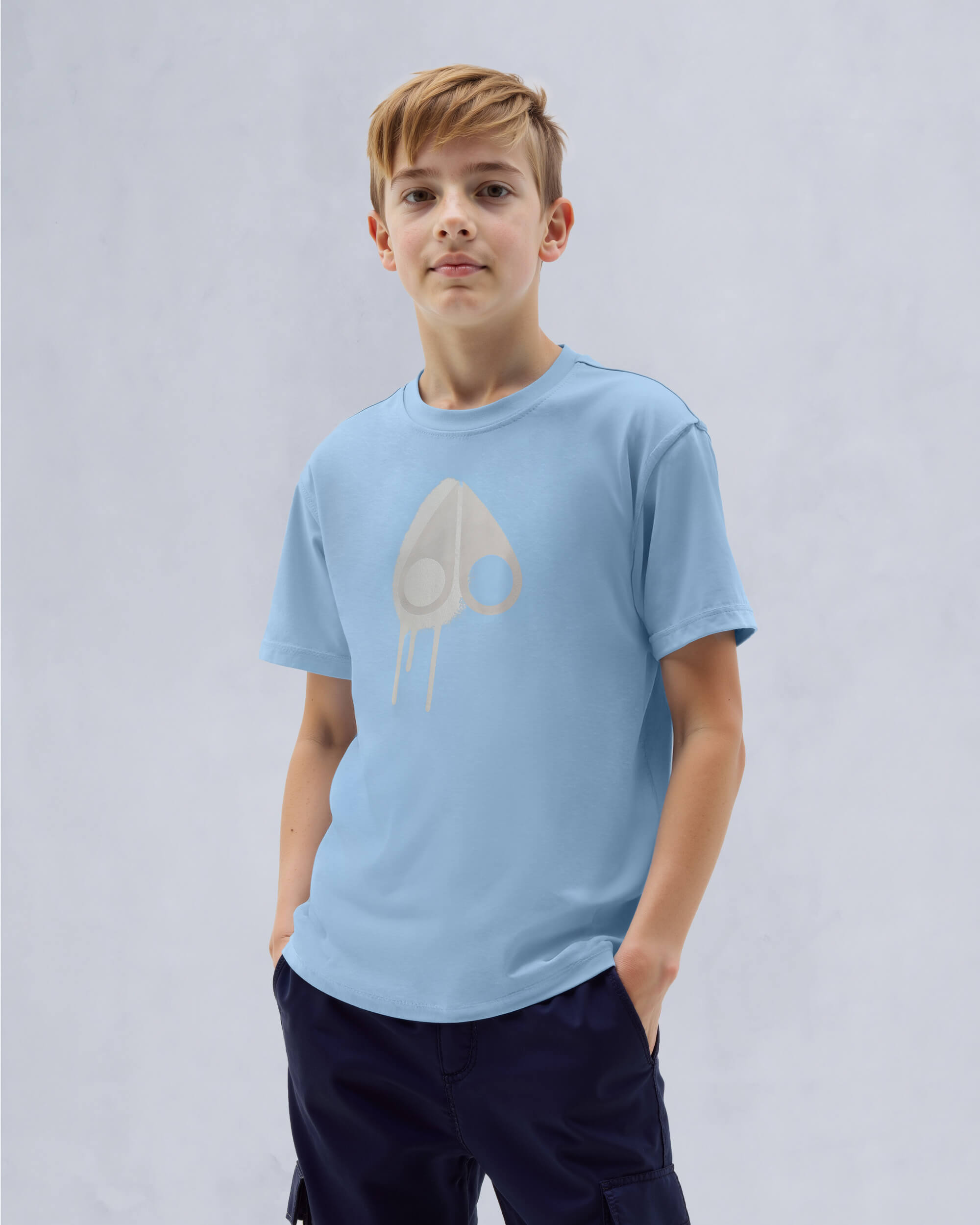 Moose Knuckles Kids Kids Unisex Augustine T-Shirt SEA W/NAVY M15UT781 Detail4